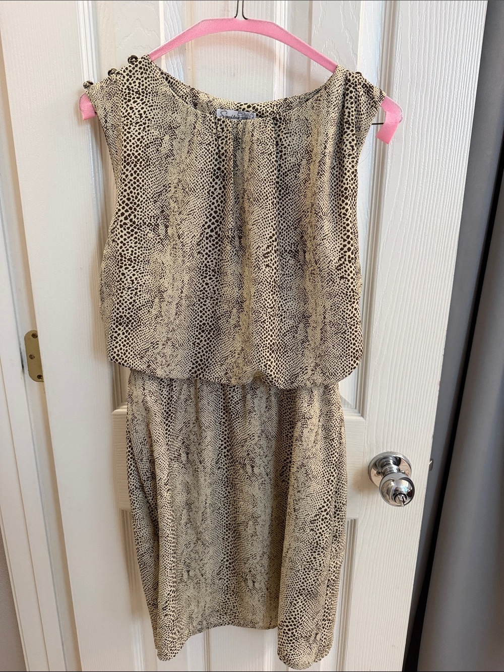 Speechless Neutral Snake-Print Midi Dress